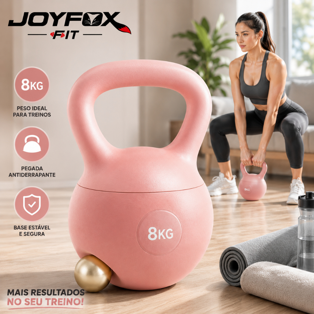 Kettlebell JOYFOX 4kg 6kg 8kg Emborrachado Peso Russo para Musculação Treino Funcional Academia Fitness