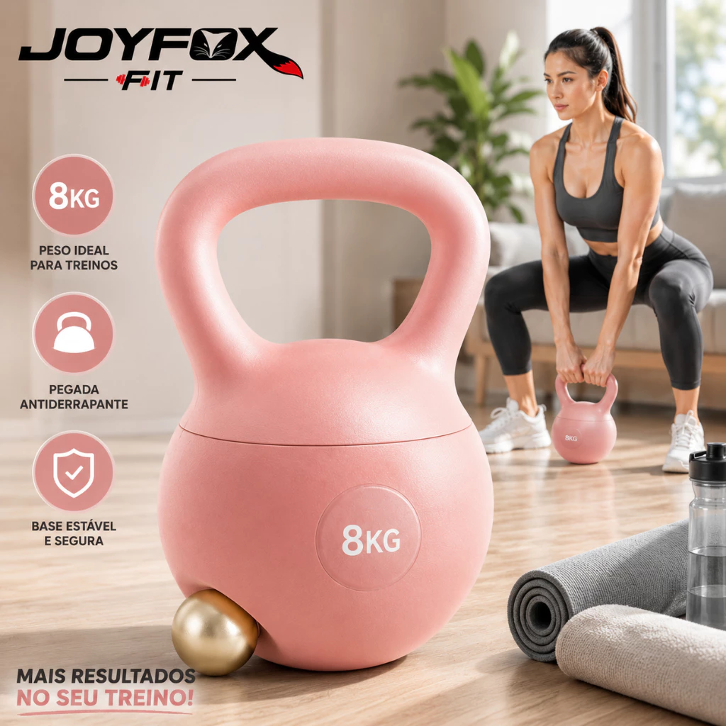 Kettlebell JOYFOX 4kg 6kg 8kg Emborrachado Peso Russo para Musculação Treino Funcional Academia Fitness — imagem 1