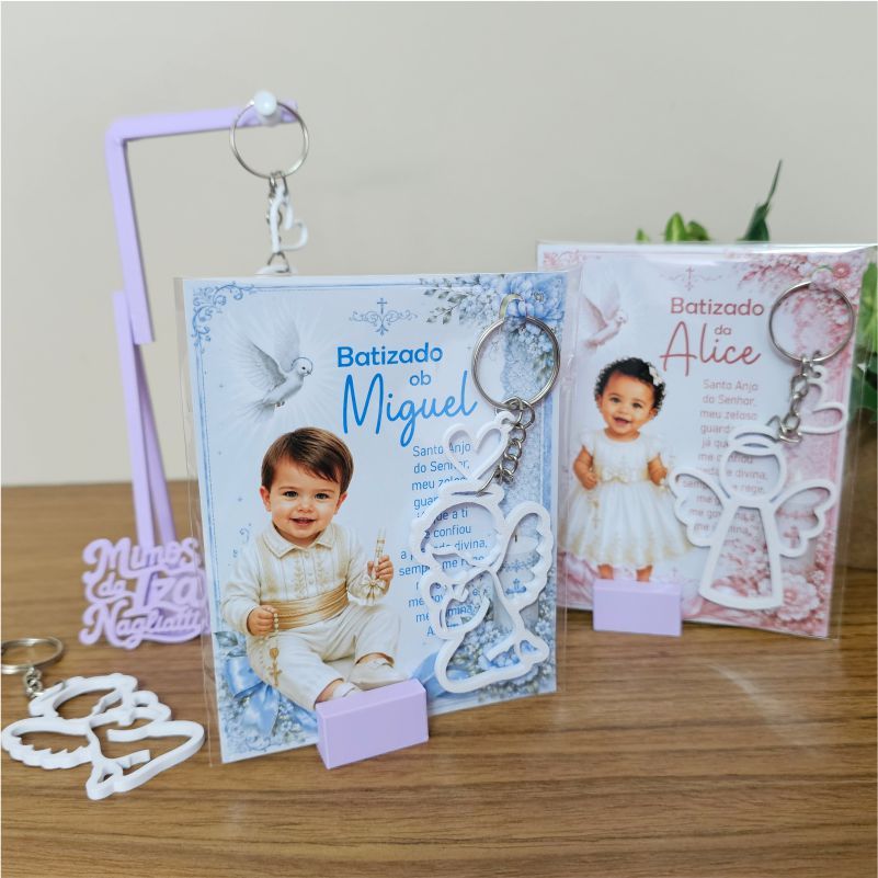 Kit 12 Lembrancinhas de Batizado Personalizadas com Foto | Chaveiro Personalizado | Menino e Menina