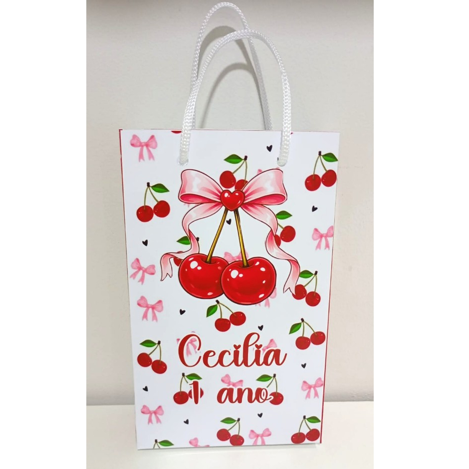 Sacolinha Cerejinha | Sacolinha Personalizada para Festa | Lembrancinha Infantil | Sacolinha Surpresa | Envio Rápido