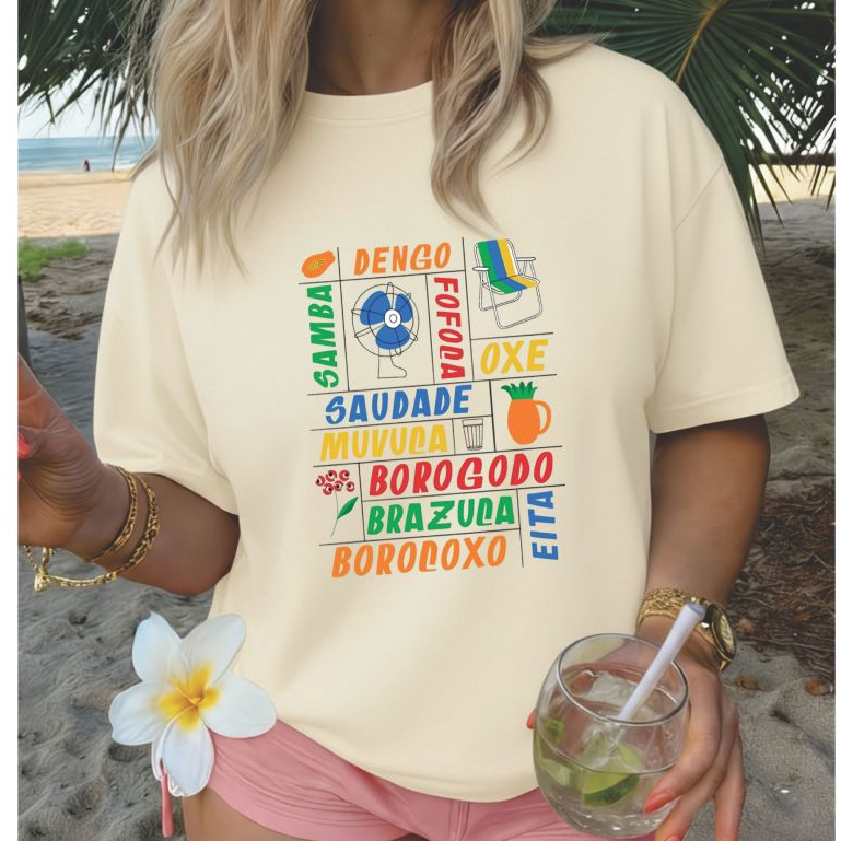 Blusa feminina estilosa camiseta T-shirt100%algodão cool natureza cultura brasilidade brazuca brasil
