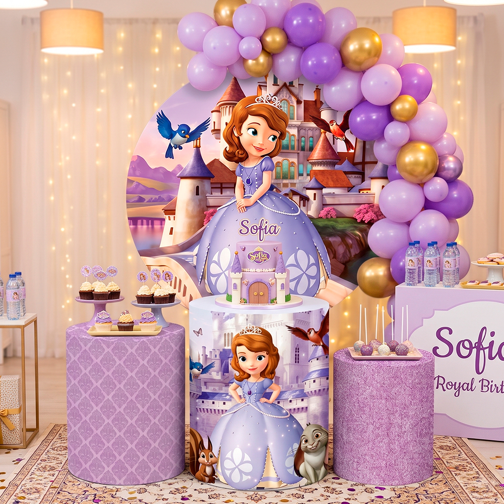 Kit Capas Decorativas Festa Completo Veste Facil Princesinha Menina Baby Kids Aniversario Sublimado