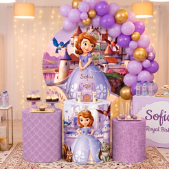 Kit Capas Decorativas Festa Completo Veste Facil Princesinha Menina Baby Kids Aniversario Sublimado
