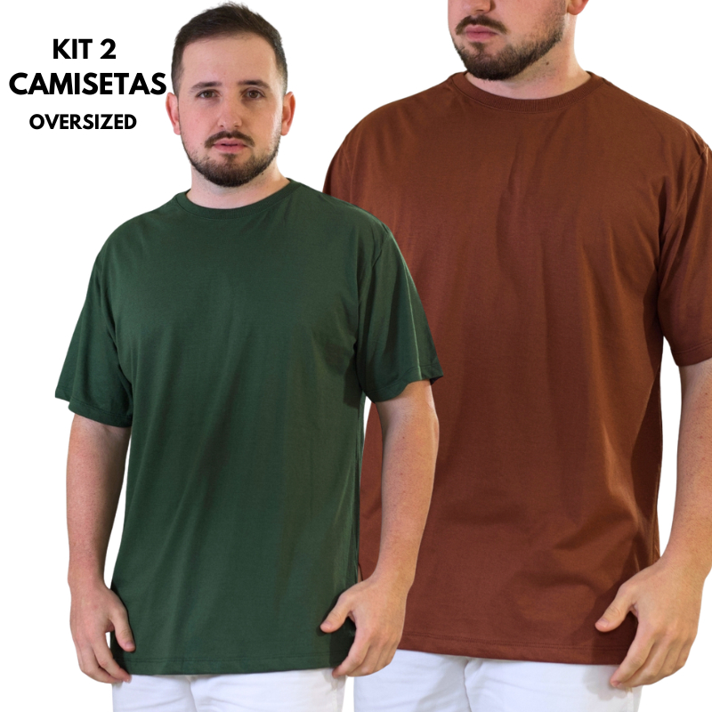 Kit 2 Camisetas Oversized Masculina Texturizada Streetwear Básica Casual Lisa P ao GG Presente