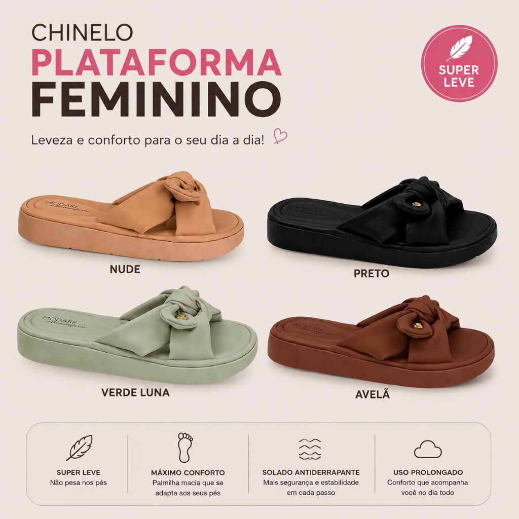 Chinelo Feminino Modare Ultraconforto Ortopédico Laço 7208101
