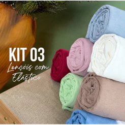 Kit 03 Lençol Avulso Sortidos com elastico Solteiro , Casal, Queen e King em malha premium100% Algodão