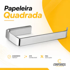 Papeleira Quadrada Porta Papel Higiênico Aço Inox C. 3792