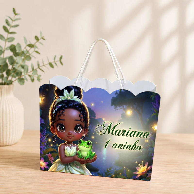 Sacolinha Personalizada A Princesa e o Sapo Pegue e Monte Lembrancinha Aniversário Infantil Mimos Festa