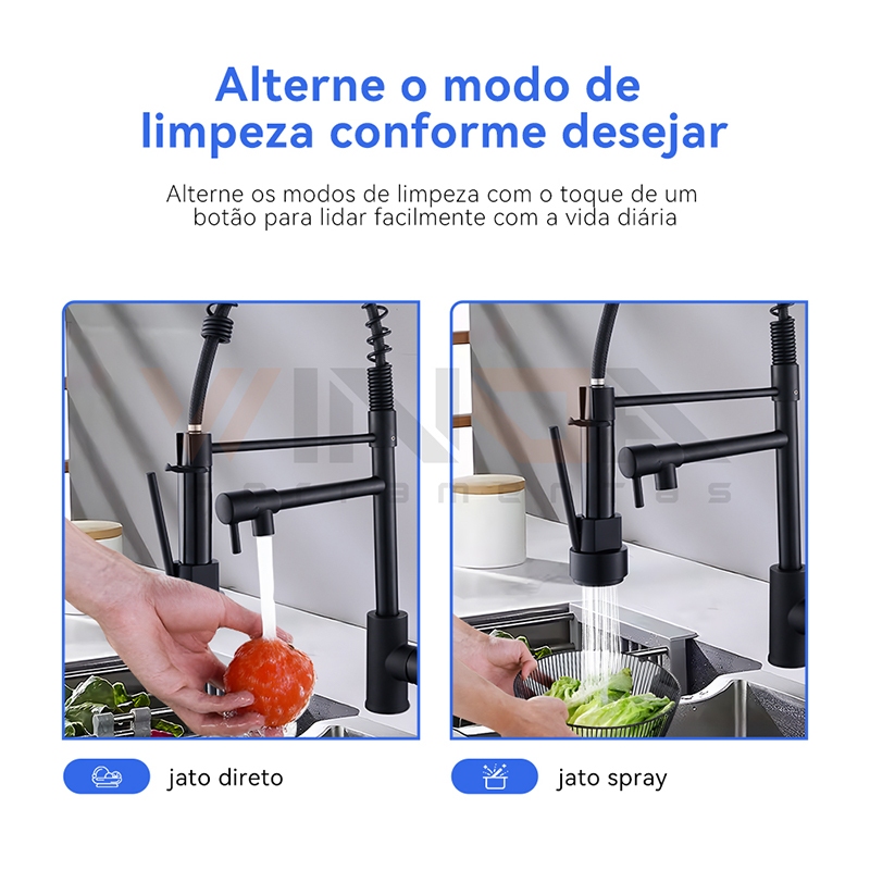 Torneira Cozinha Gourmet Inox 304 Monocomando Com Duo Spray Extensor Flexível · foto 2