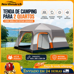 Barraca de Camping Portátil Resistente à Chuva Anti-UV para Família ao Ar Livre