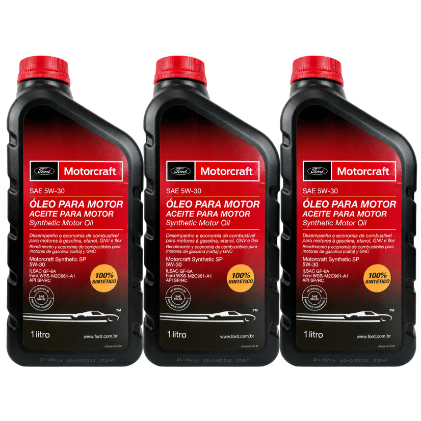 Kit 3L Óleo Sintético FORD Motorcraft 5w30 API SP 1L