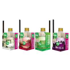 KIT 4 Difusor de ambiente Cheirinho 180ML -Capim, Orquide negra, Cereja e Avelã e Chá Branco