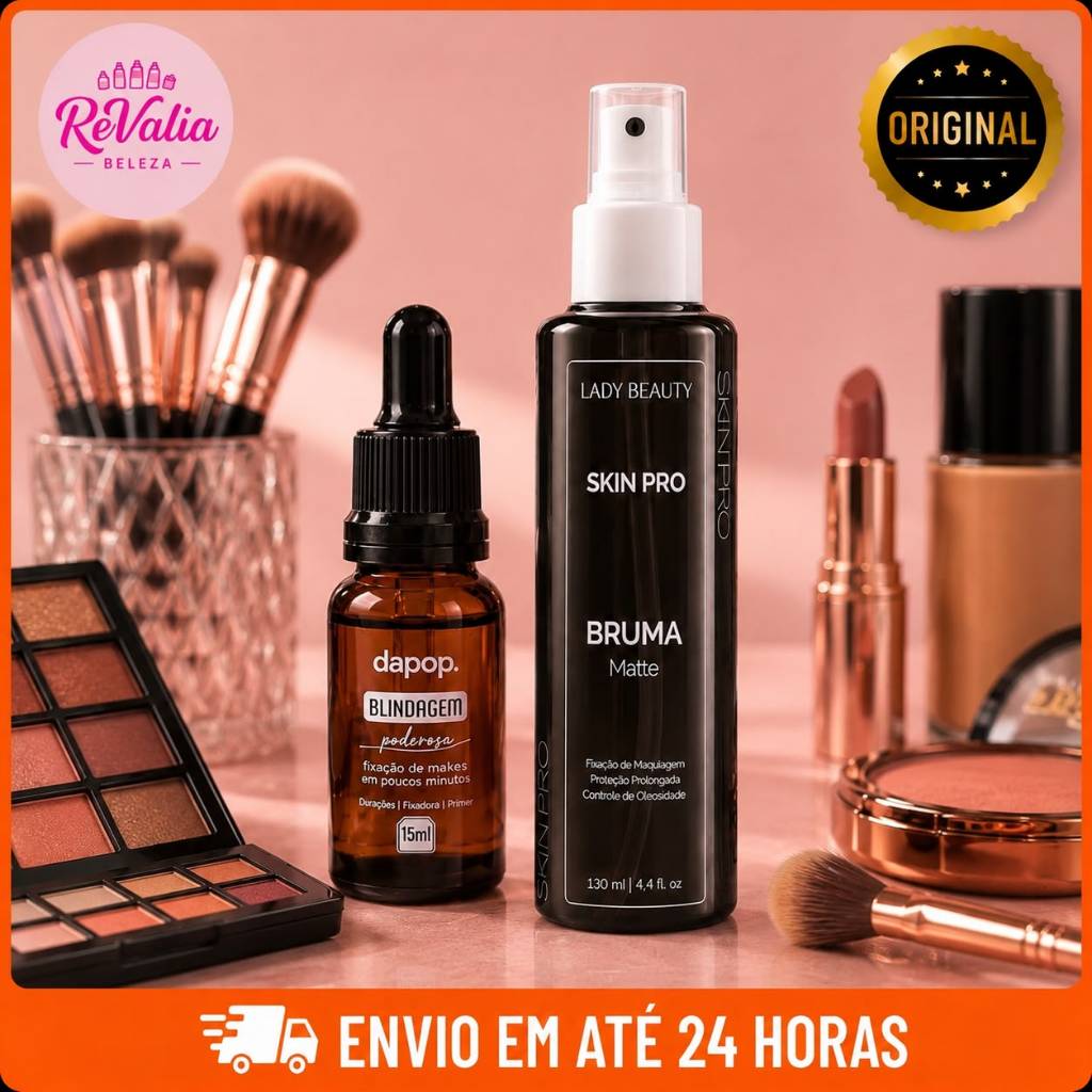 Kit Blindagem Dapop 15ml + Bruma Skin Pro Matte 130ml Fixador de Maquiagem Longa Duração Original
