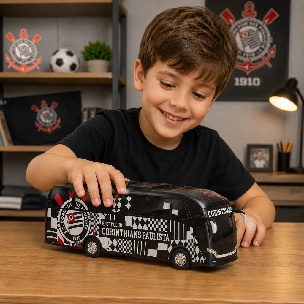 Ônibus Oficial do Corinthians Licenciado em Miniatura Usual Brinquedo 100% Original