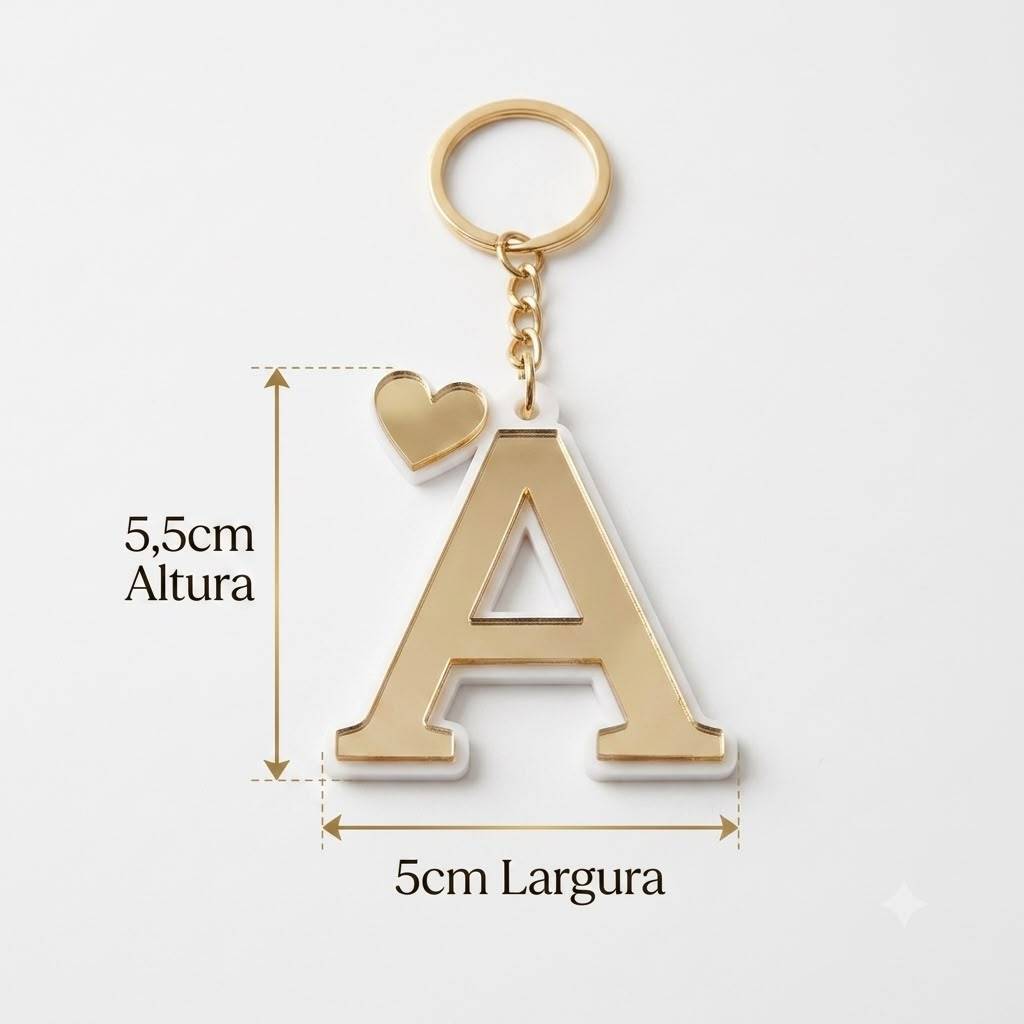 Kit Chaveiro Letra Inicial Acrílico Espelhado Personalizado Atacado Lembrancinha Casamento Aniversário Luxo