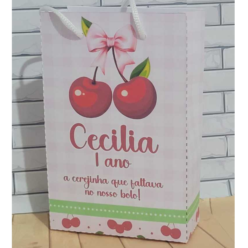 Sacolinha Surpresa Cerejinha 2 Personalizada Lembrancinha  PEGUE E MONTE