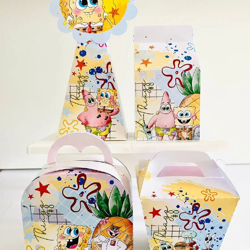 PEGUE E MONTE/ Kit Festa Bob Esponja/ Caixinhas Personalizadas Sem laço/ Lembrancinhas Decoração Infantil