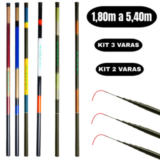 Kit Vara Telescópica Lisa Ultra Leve Retrátil 40% Fibra De Carbono 1,80m 2,10m 2,40m 3,00m 3,60m 4,00m 4,50m 5,40m Cmik