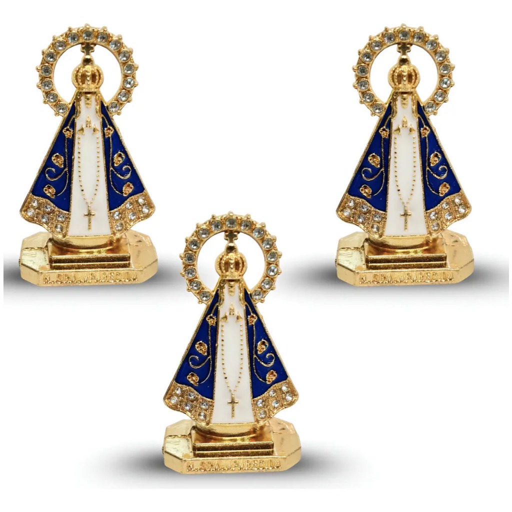 Kit 3 Imagem Nossa Senhora Aparecida Santinha Painel Carro