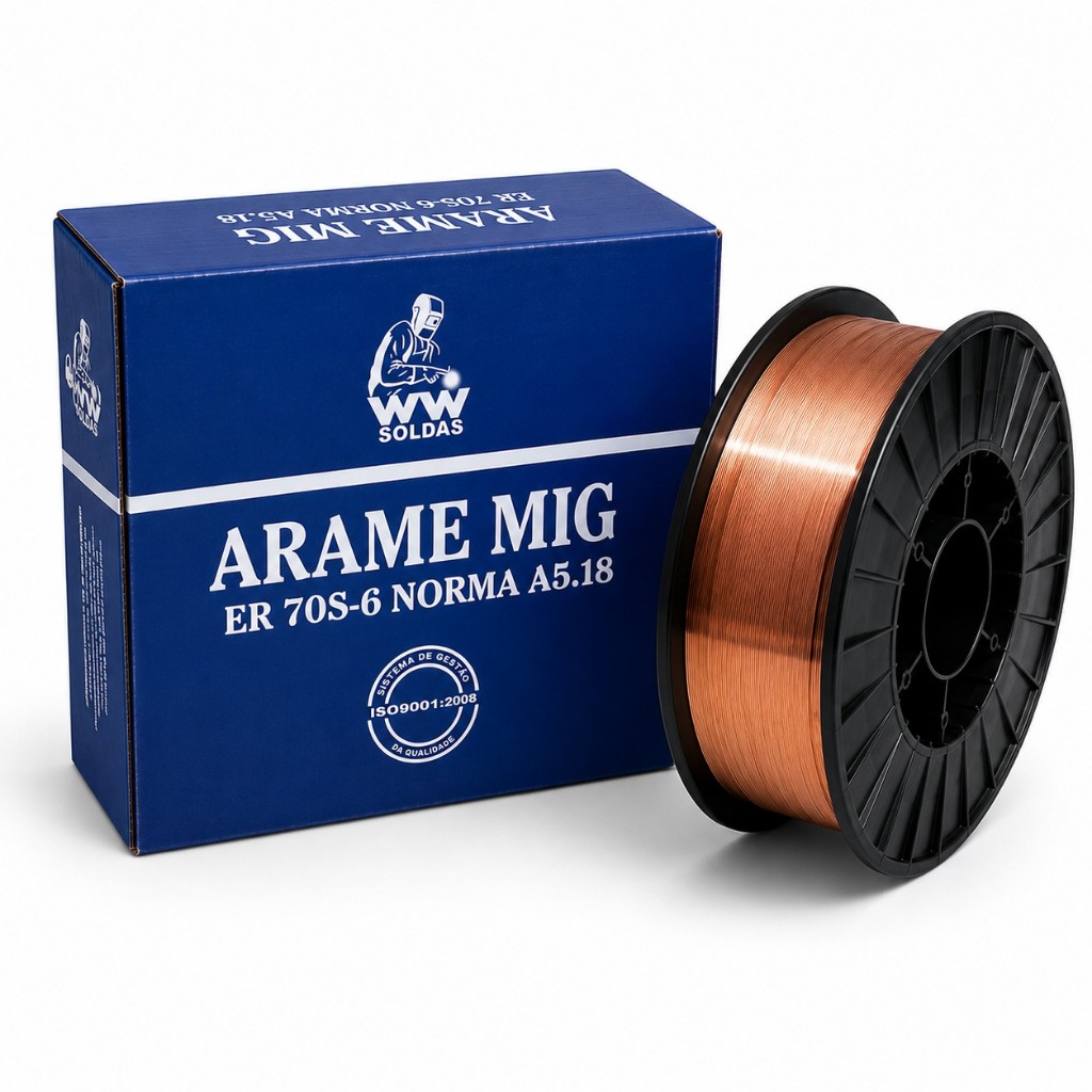 Arame Mig 0,8 ER70S-6 5kg Uso Com Gas Maquina Mig Com Gás Aço Carbono