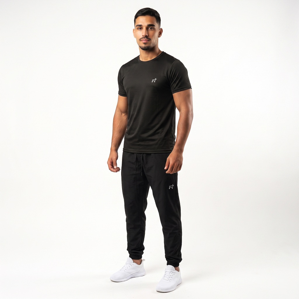 Conjunto Masculino Camiseta Dry Fit e Calça Jogger Parvori Academia Treino Corrida Esportivo Slim Tecido Leve