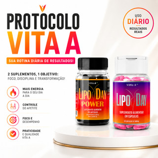 Kit 2 Potes Suplemento em Cápsulas 500mg com Cafeína e Cromo Rotina Diária Lipo Day Power…
