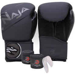 Kit Luva Muay Thai Boxe Extreme + 2 Bandagens + Protetor Bucal + Bolsa - Naja