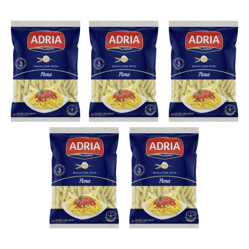 Kit 5un Macarrão com Ovos Adria Pena 500g