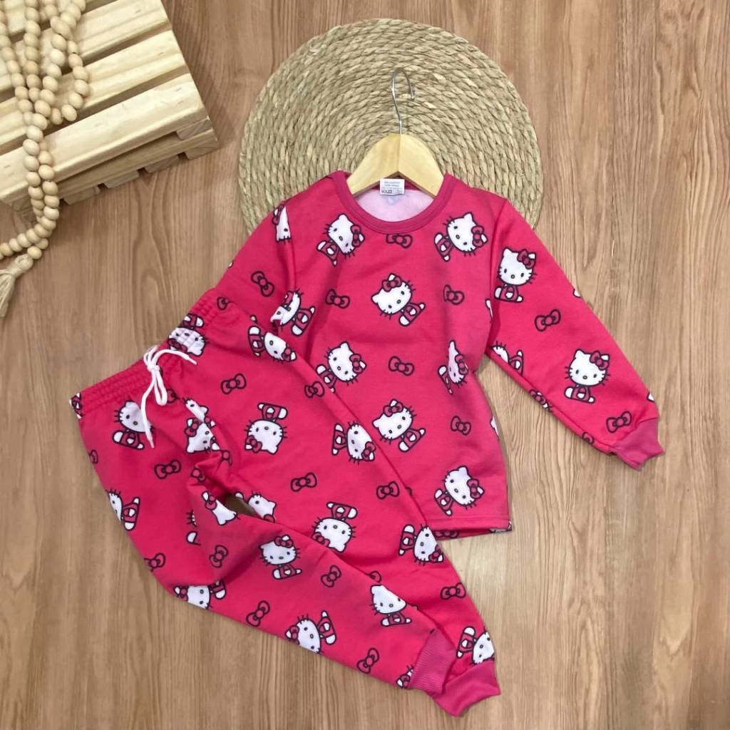 Conjunto Inverno  Moletom Personagem Minnie  Hello Kitty Stitch Quentinho 1 á 10 Anos