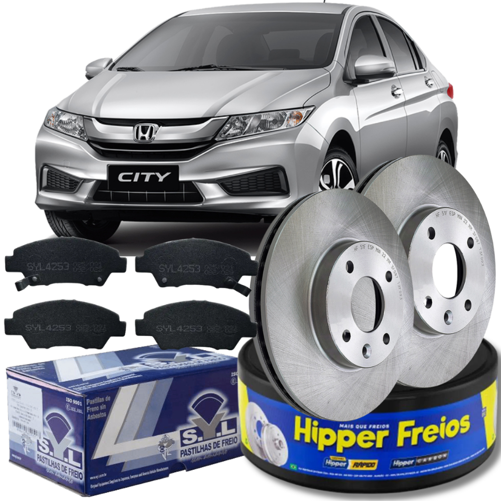 Kit Discos Freio Ventilado + Pastilhas Honda City 1.5 16v 2015 2016 2017 2018 2019 2020