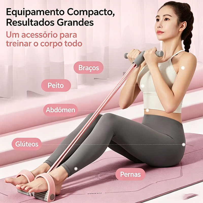 Elástico Extensor Com Pedal Para Fitness E Pilates, Puxador Resistente Para Musculação E Treino Funcional