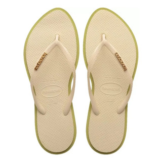 Chinelo Havaianas Slim Point Verde e Bege Original