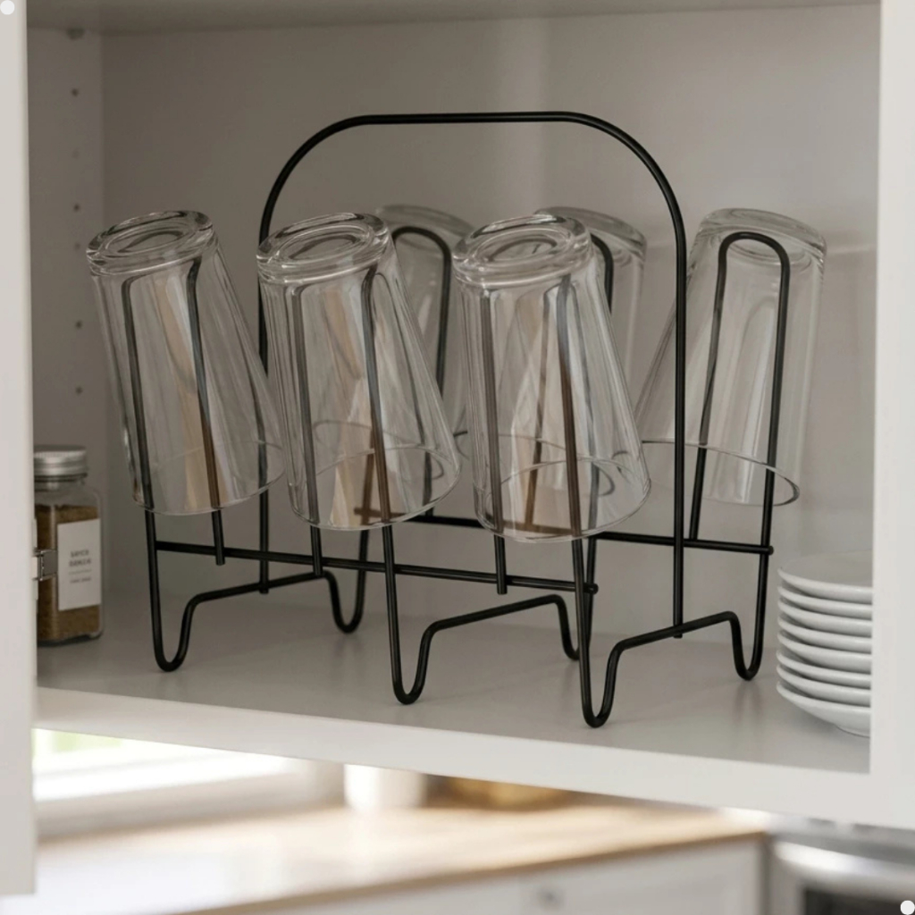 Porta Copos De Mesa Pia Escorredor 6 Copos Cozinha Armário Bancada