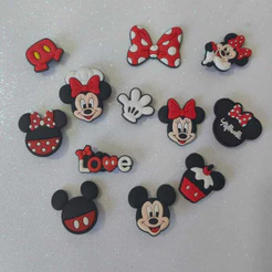 Pins Botons para Babuche Minnie Vermelha e Rosa e Mickey kits com 6/4/2 unidades