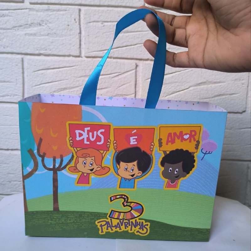 Sacolinha 3 TRÊS PALAVRINHAS MENINO Personalizada Lembrancinha PEGUE E MONTE