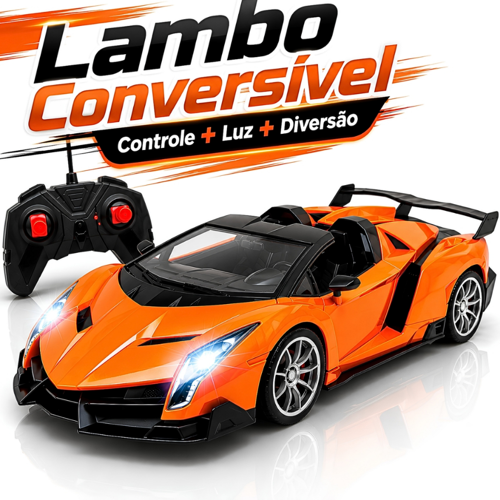 Carrinho Controle Remoto Corrida Lamborghini Ferrari Camaro Acende Farol Brinquedo Carro Presente