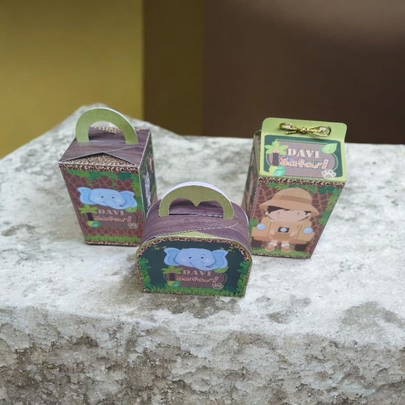 kit festa caixinhas personalizada lembrancinha caixinha safari festa infantil OBS: as caixinhas são enviadas desmontadas