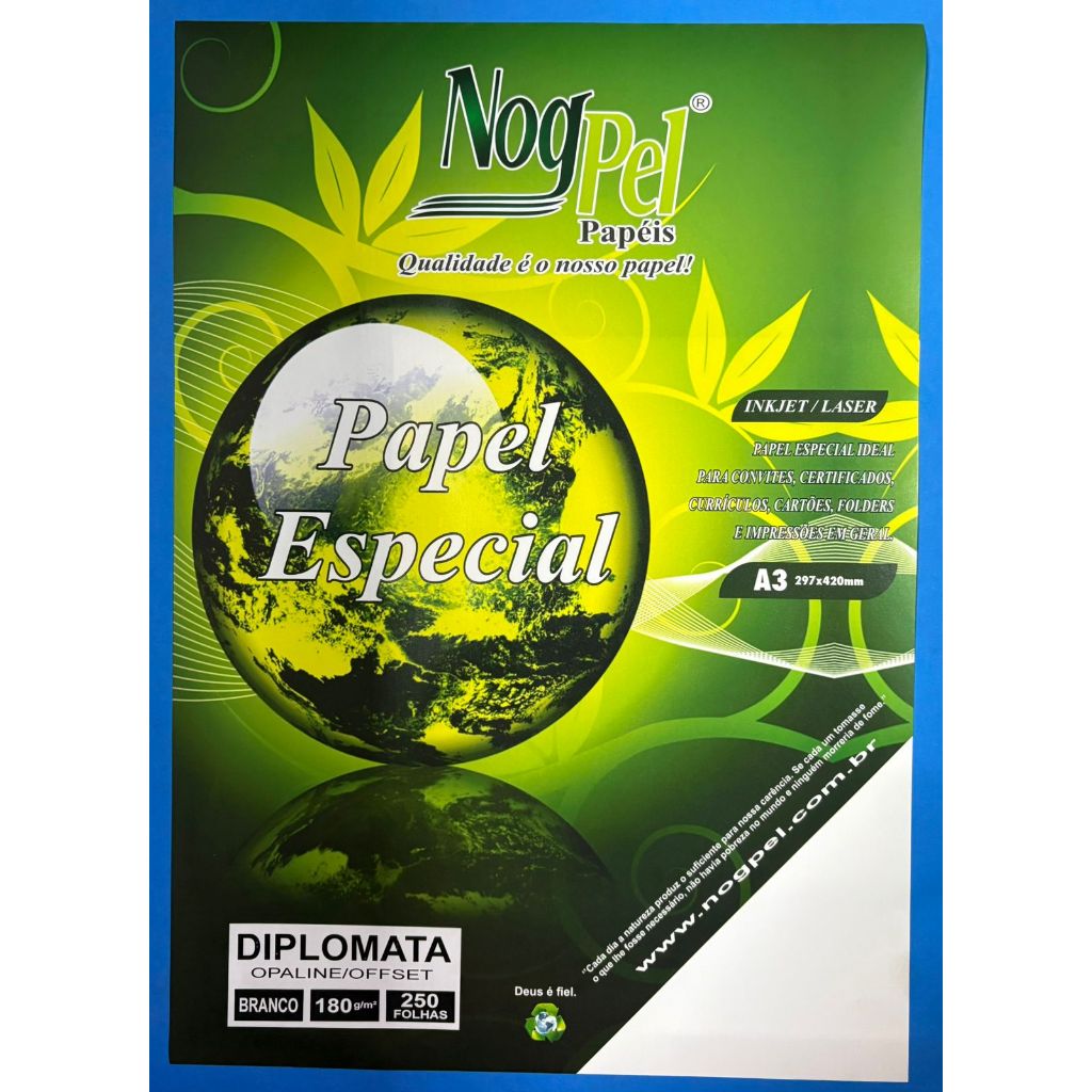 Papel A3 Offset 180g 1000 Folhas Diplomata Opaline Branco