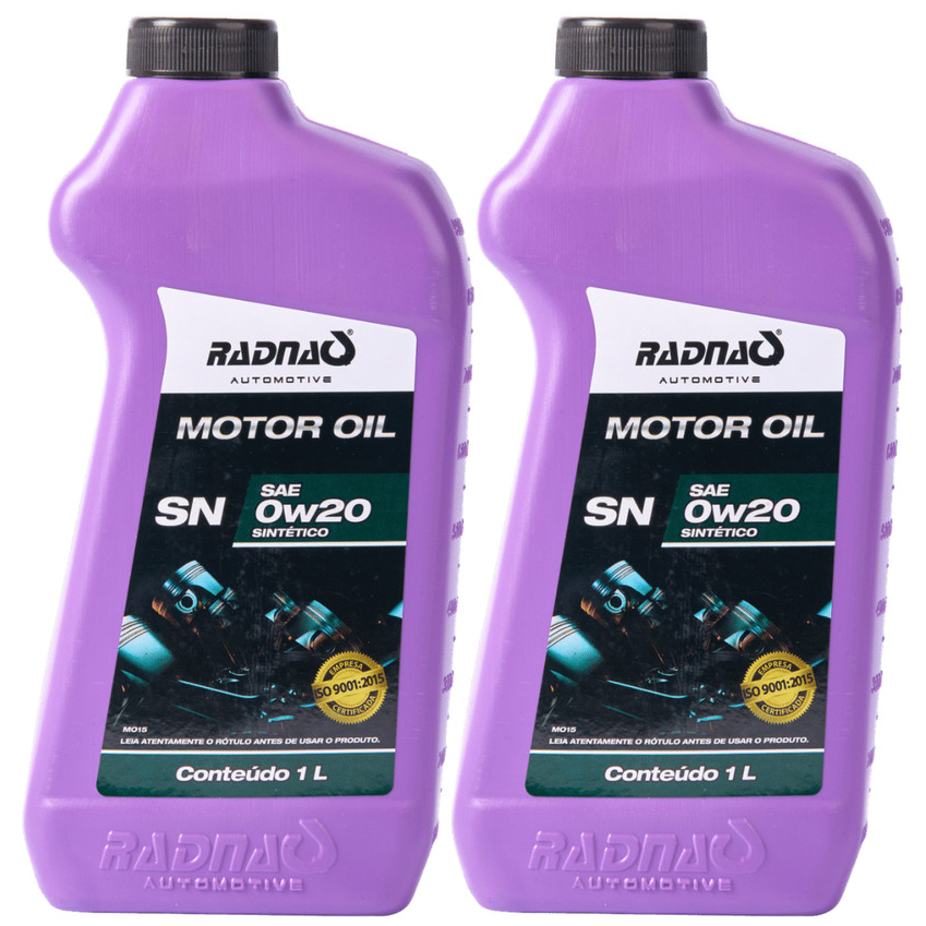 Kit 2L Óleo De Motor 0W20 API SN Sintético Radnaq 1 Litro