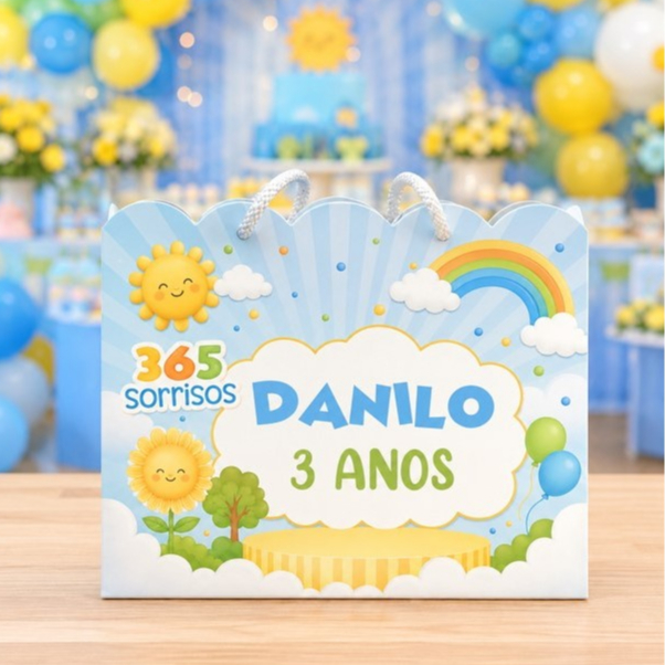 Sacolinha Personalizada 365 SORRISOS Infantil -Festa Lembrancinhas Mimos Aniversário