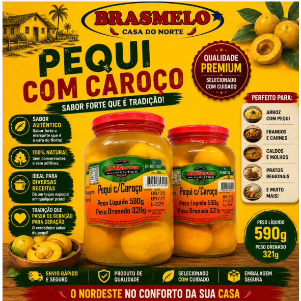 Pequi com Caroço D´Horta Alimentos 590g Tradicional Sabor Autêntico