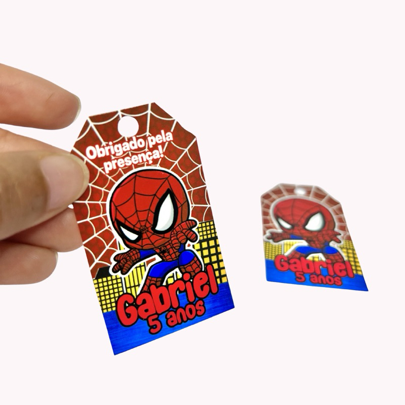 Tags Personalizadas Homem-Aranha para Lembrancinhas | Etiquetas Personalizadas | Qualquer Tema | Festa Infantil