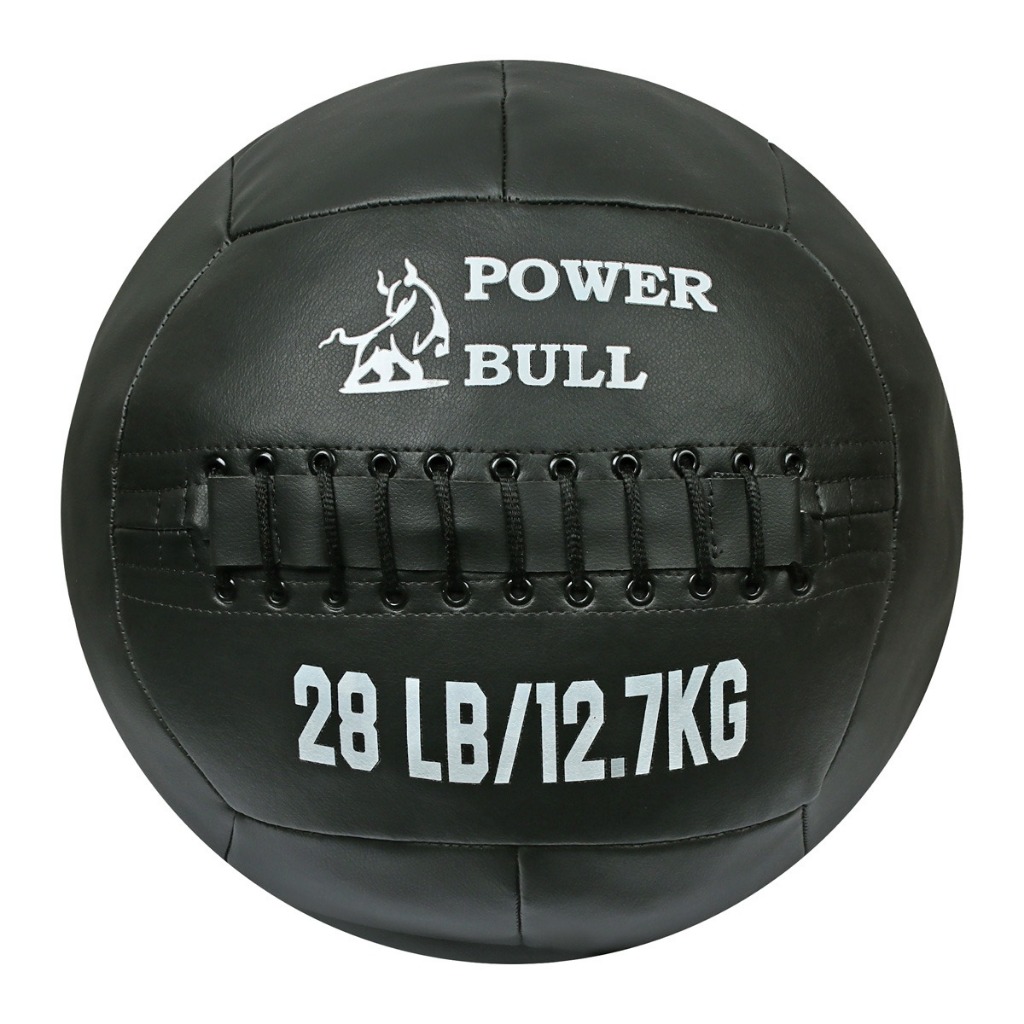 Wall Ball 12,7 kg Medicine Ball Bola de Peso Couro Academia Fitness Treinamento Funcional Cross Fit