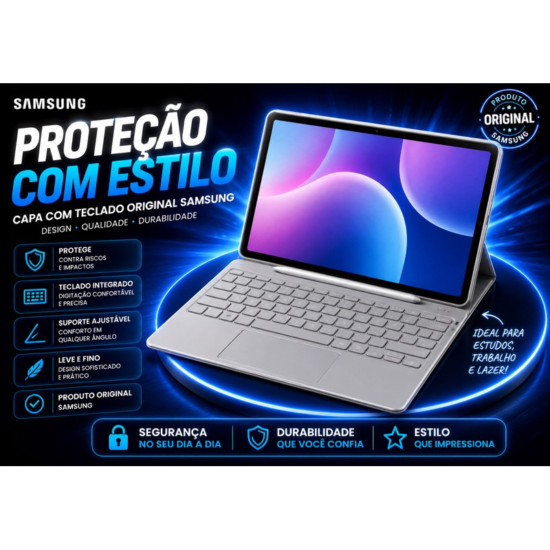 Capa Teclado Original Samsung Galaxy Tab S3 9.7 EJ-FT820 Book Cover Keyboard Blu