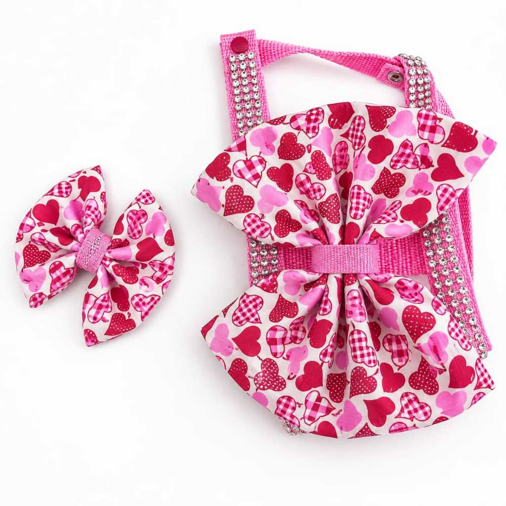 Peitoral para Cachorro com Guia e Laço Ajustável Coleira Peitoral Pet Feminino Anti puxão Cães Pequeno Porte Rosa