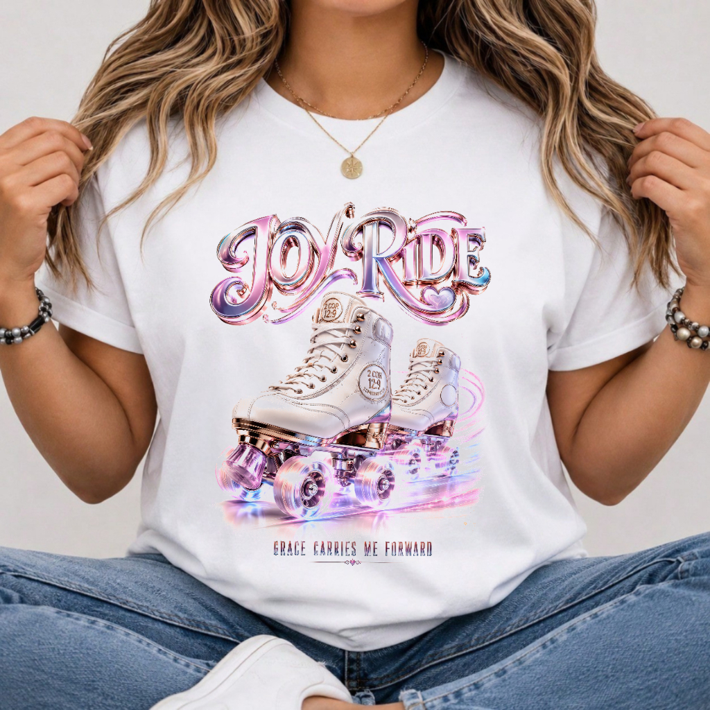 Camiseta Feminina Luxo Premium Algodão Estampa Exclusiva Joy Ride Confortável Elegante Moda Crista Feminino Manga Curta