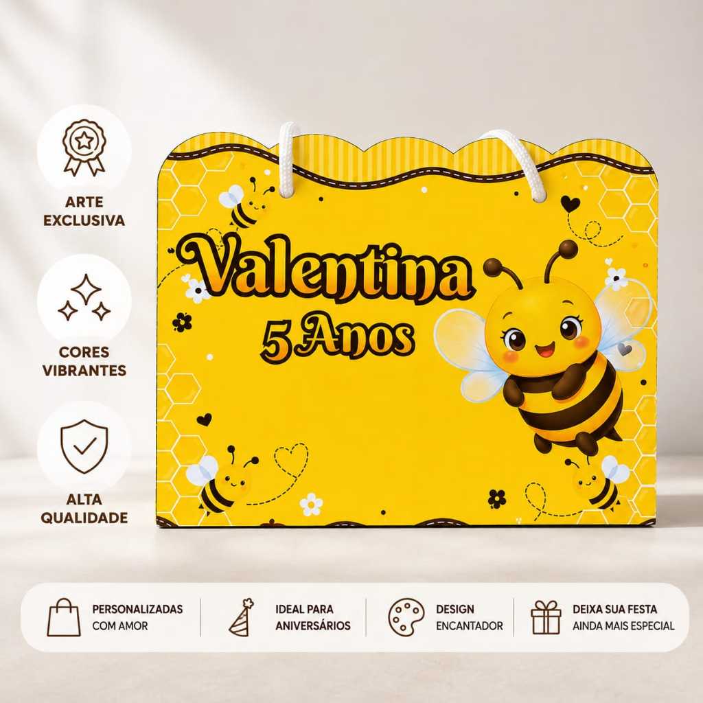 Sacolinha Personalizada Abelhinha para Lembrancinha | Sacolinhas | Mimos | Pegue e Monte | Aniversário