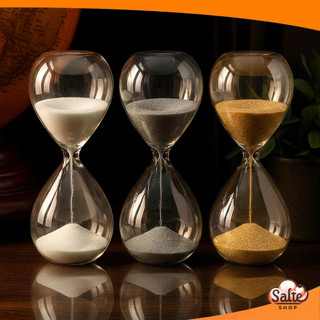 Ampulheta Vidro Decorativa 5 Minutos Timer de Areia Relógio Decoração Estante Mesa Ouro Cinza Branco