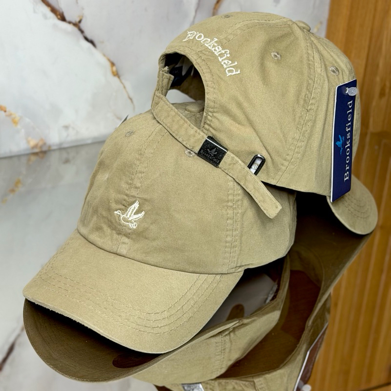 Boné Brooksfield Aba Curva Tecido Lavado com Fecho Ajustável Casual