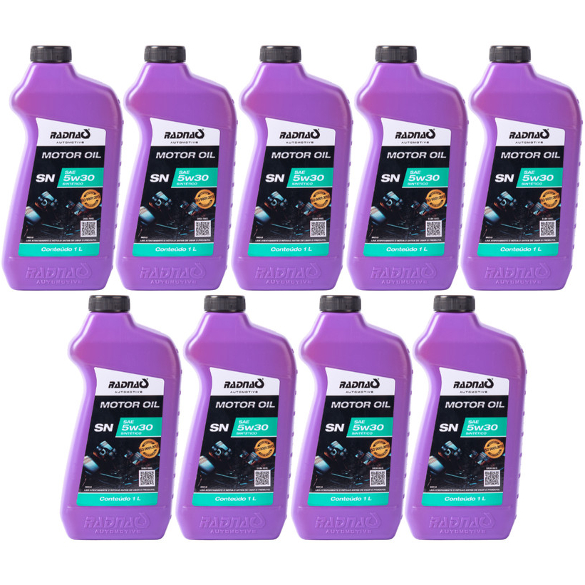 Kit 9L Óleo De Motor 5W30 API SN Sintético Radnaq 1 Litro